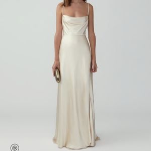Fame and Partners Strappy Draped Gown in Champagne Size 4 NWT